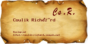 Csulik Richárd névjegykártya